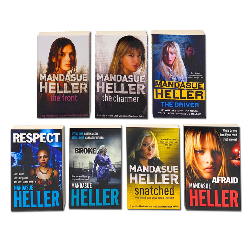 Mandasue Heller Collection 7 Books Set (Snatched, The Charmer, Respect, The Front, The Driver, Broke, Afraid