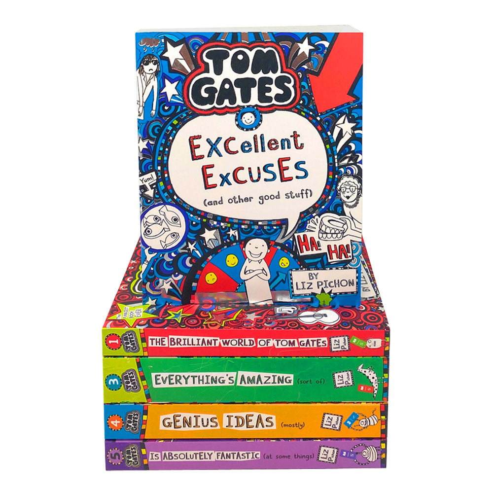 Tom Gates Series 1-5 Collection by Liz Pichon | Children's Humor & Adventure Book Set  Fun Fiction for Kids Ages 8+ Scholastic Paperback Bundle