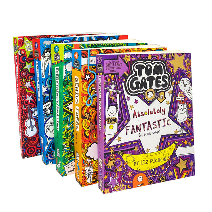 Tom Gates Series 1-5 Collection by Liz Pichon | Children's Humor & Adventure Book Set  Fun Fiction for Kids Ages 8+ Scholastic Paperback Bundle