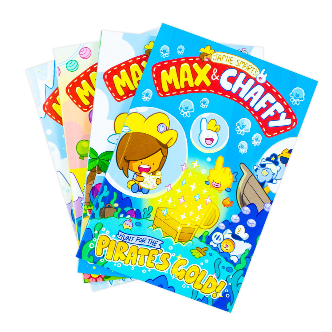 Max and Chaffy Series 4 Books Collection Set By Jamie Smart (Hunt For the Pirates Gold!, Animal Island, Search for Ice Chaffy! & The Great Cupcake Mystery!)