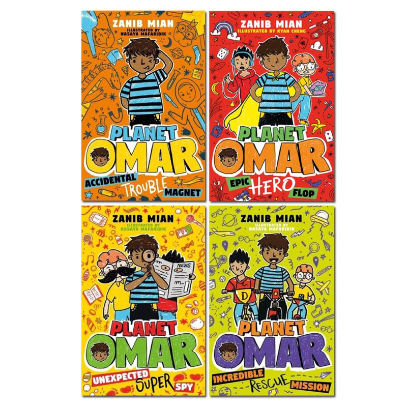 Planet Omar 4 Book Set Collecton By Zanib Mian, Epic Hero, Accidental Trouble