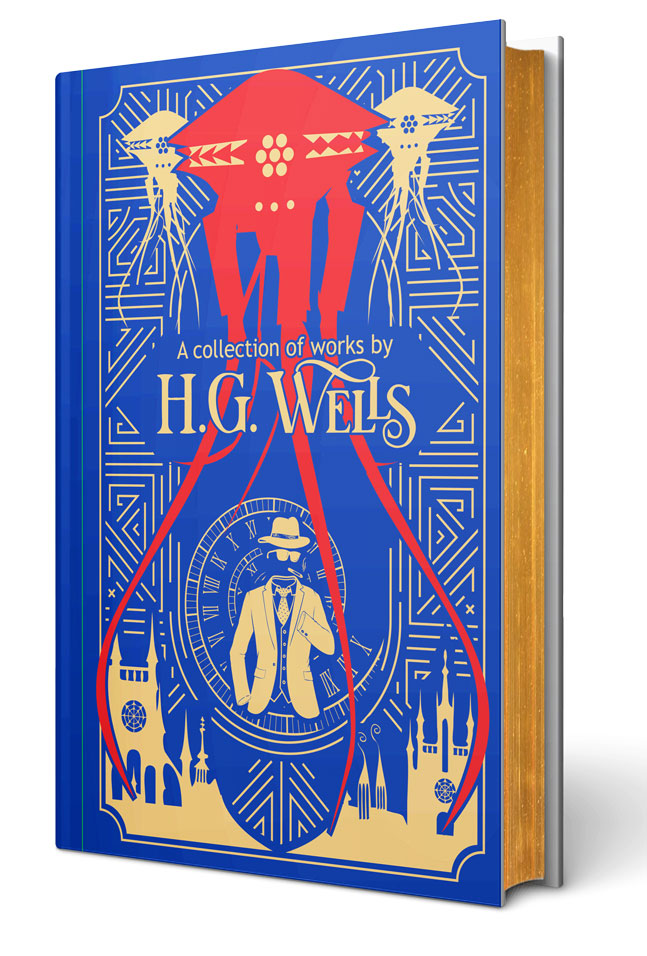 A Collection of Works by H.G. Wells - Leather Bound Classic Science Fiction Hardback, Age 12+