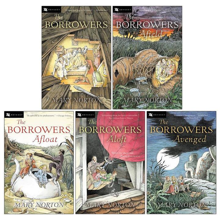 Mary Norton The Borrowers Collection 5 Books Set (The Borrowers, Afield, Afloat, Aloft, Avenged)