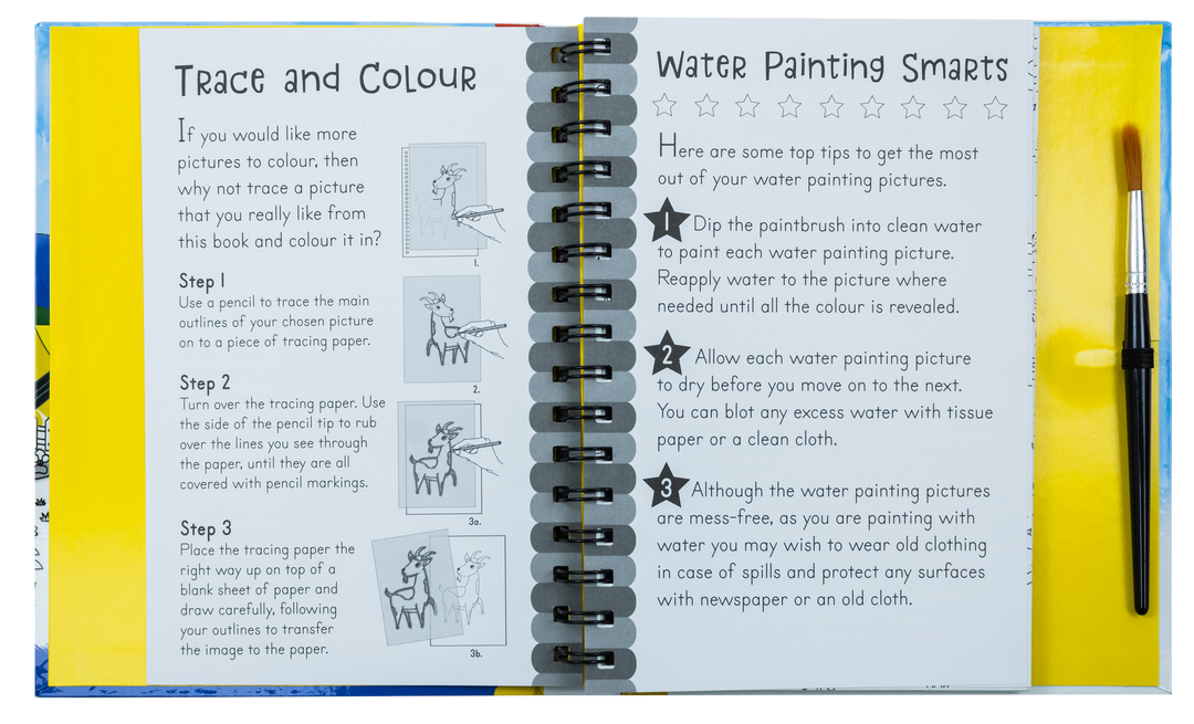 Magic Water Colouring Activity Collection 3 Book Set By Jenny Copper( Wheel & Steel Machines, Farm, Dinosaurs)