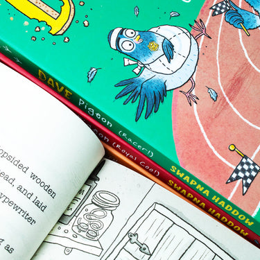 Dave Pigeon 4 Books Set by Swapna Haddow – Children’s Books, Humorous Adventure, Funny Stories, Pigeons, Racer, Royal Coo, Illustrated Kids Fiction