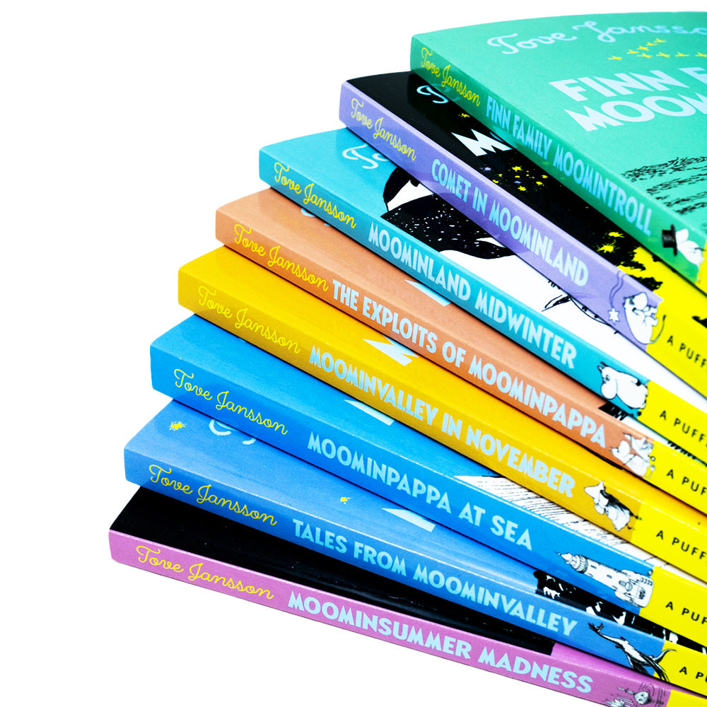 Tove Jansson Moomin Collection 8 Books Set (The Exploits of Moominpappa,Tales from Moominvalley,Moominvalley in November,Moominsummer Madness,Moominland Midwinter,Finn Family Moomintroll & More)