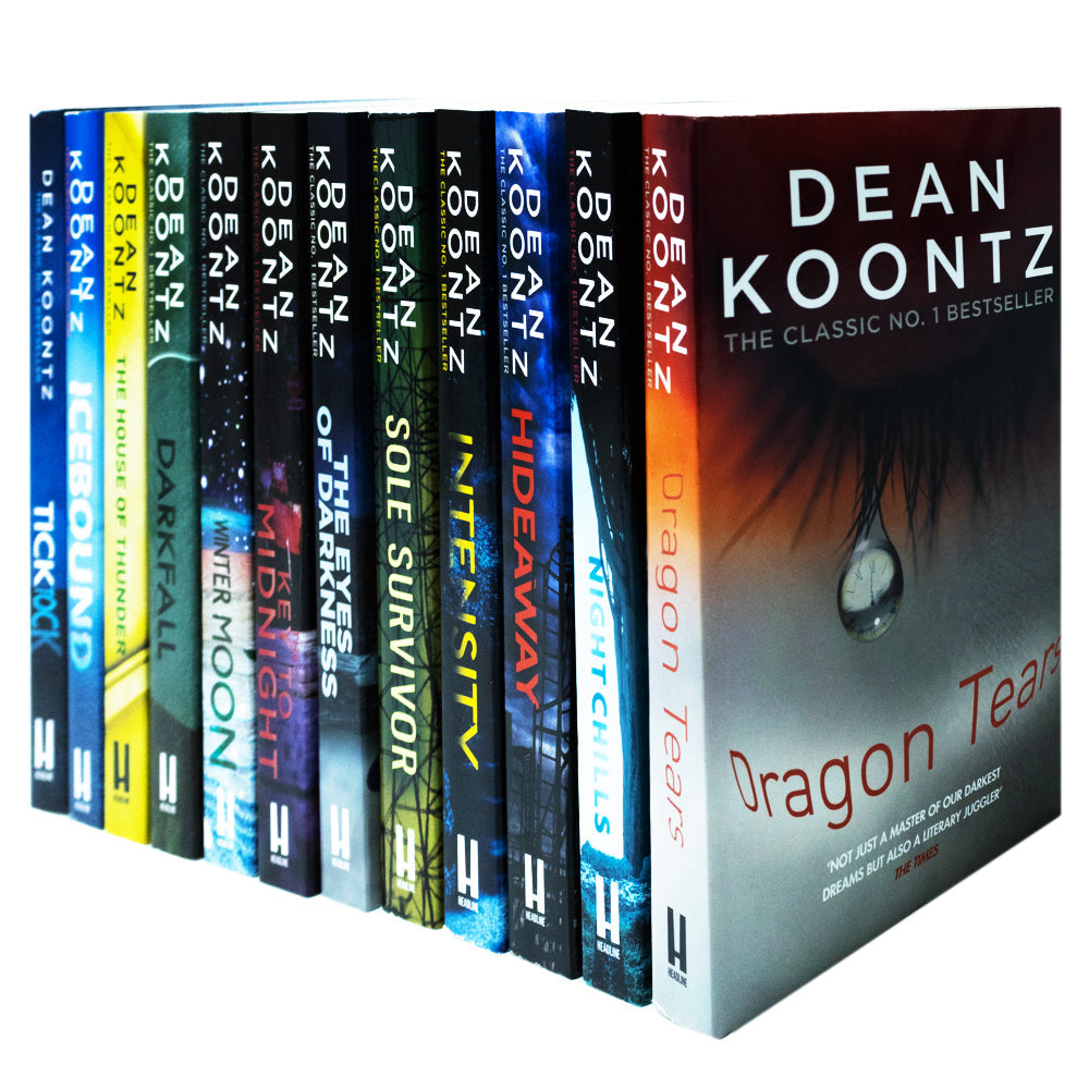 Dean Koontz 12 Books Collection Set(Darkfall, Icebound, The Eyes of Darkness, House of Thunder,Ticktock,Night Chills,The Key to Midnight,Dragon Tears,Winter Moon, Sole Survivor, Intensity, Hideaway)