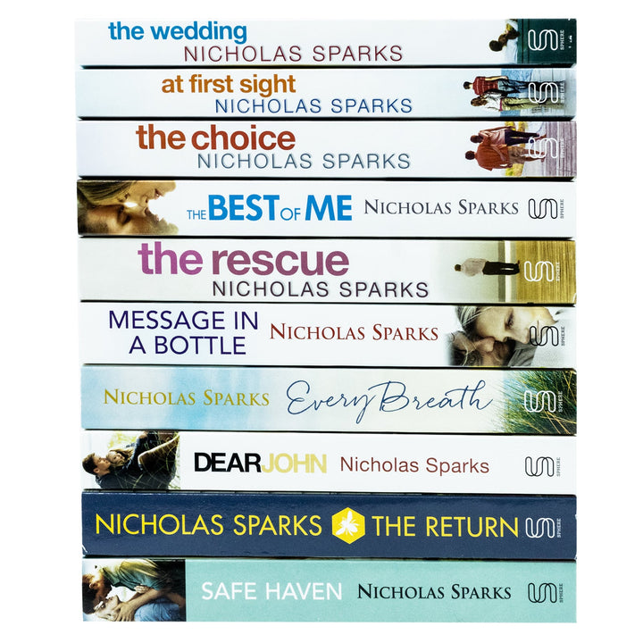 Nicholas Sparks 10 Books Set (Wedding,At First Sight,Choice,Best of Me,Rescue,Message in a Bottle,Every Breath,Dear John,Return,Safe Haven)