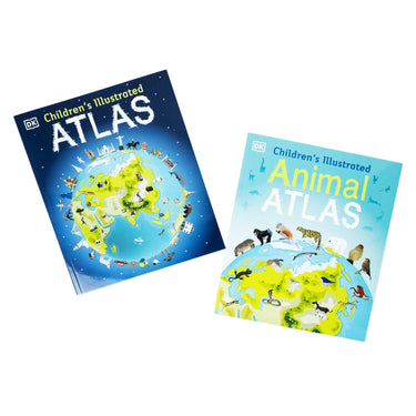 Children's Atlas Collection 2 Books Set by Andrew Brooks & DK – Illustrated Animal & Geography Atlases for Kids| Fun Learning, Exploration & Education