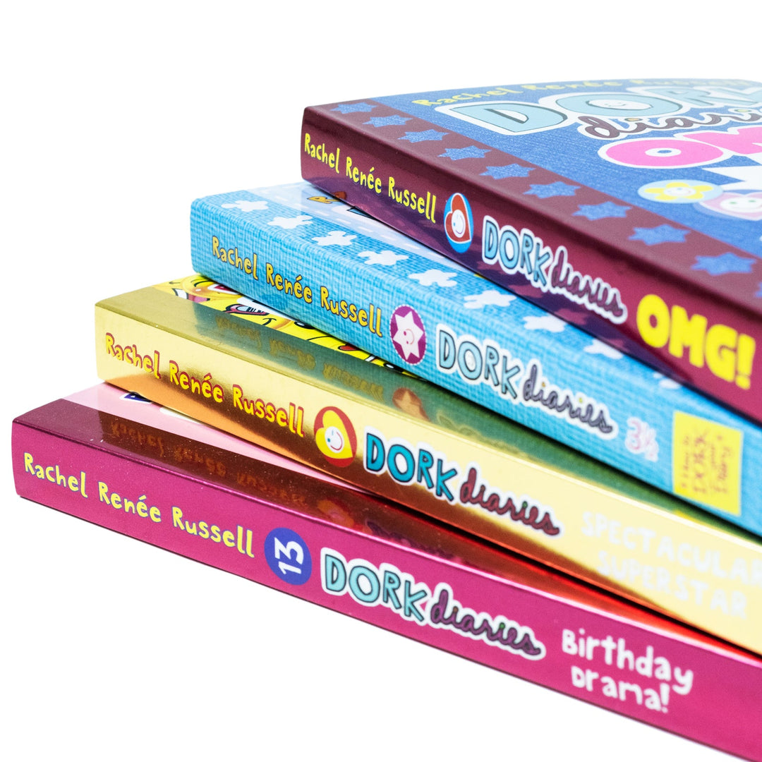 Dork Diaries 4 Book Set (Spectacular Superstar ,OMG!,How To Dork Your Diary 3.5)