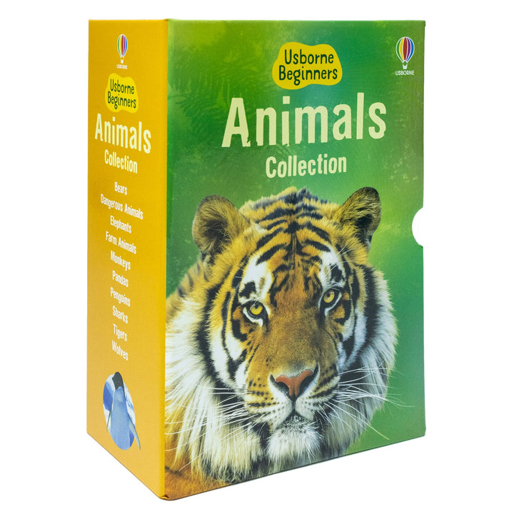 Usborne Beginners Animals Collection 10 Books Box Set (Bears, Dangerous Animals, Elephants, Farm Animals, Monkeys, Pandas, Penguins, Sharks, Tigers & Wolves)