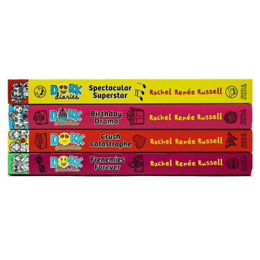 Dork Diaries Series 4 Books Collection Set 11 to 14 by Rachel Renee Russell (Birthday Drama!, Spectacular Superstar, Crush Catastrophe, Frenemies Forever )