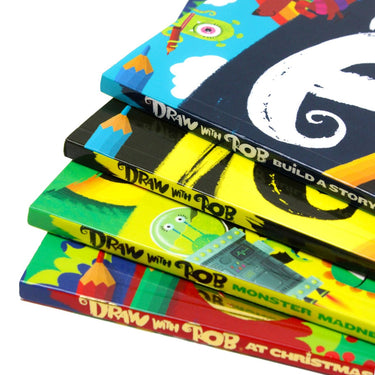 Rob Biddulph 4 book Set Collection Draw with Rob, At Christmas, Build a Story, Monster Madness