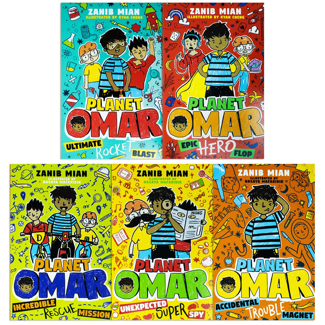 Planet Omar 5 Books Box Set By Zanib Mian(Rocket Blast,Her0o Flop,Rescue Mission,Super Spy,Trouble Magnet)