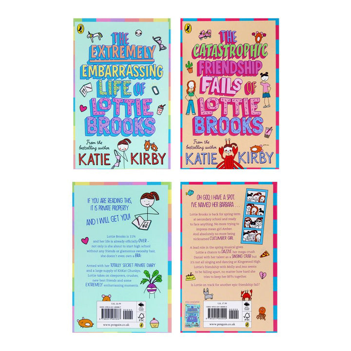 Lottie Brook Series Collection 2 Book Set By Katie Kirby (The Catastrophic Friendship, The Extremely Embarrasing Life )