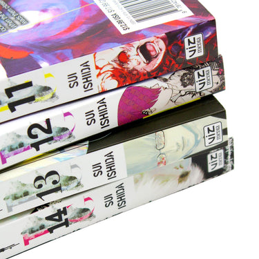 Photo of Tokyo Ghoul Manga Volume 11-14 Book Set Spines by Sui Ishida on a White Background