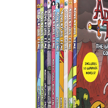 Photo of Adventure Time The Graphic Novel Collection Vol 1-10 on a White Background