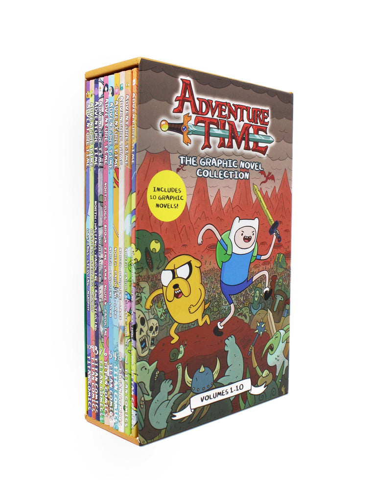 Photo of Adventure Time The Graphic Novel Collection Vol 1-10 on a White Background