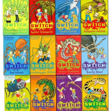 Ali Sparkes Switch Series 12 Books Set Collection, Fly Frenzy, Spider Stampede..