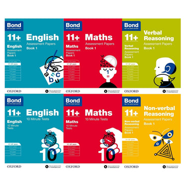 Bond 11+ English, Maths & Verbal 6-Book Set – Essential Assessment & Practice Tests for Ages 11-12+ to Boost Skills & Prepare for School Success!