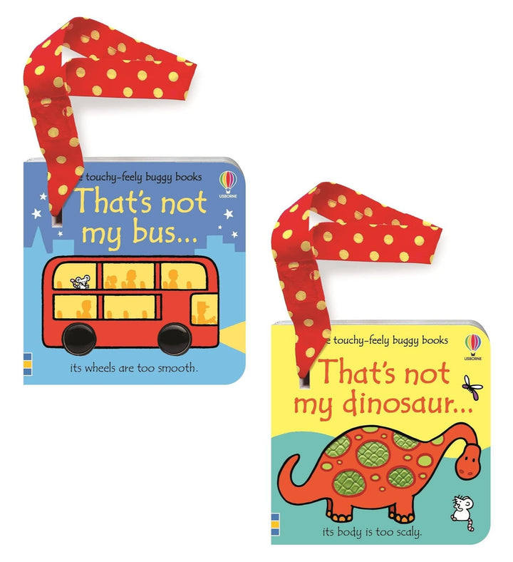 Usborne Touchy Feely That's Not My Dinosaur & That's Not My Bus 2 Buggy Books Set by Fiona Watt & Rachel Wells