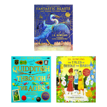 J.K. Rowling Illustrated Edition Collection 3 Books Set Hardback (Fantastic Beasts and Where to Find Them, Quidditch Through the Ages, The Tales of Beedle the Bard)