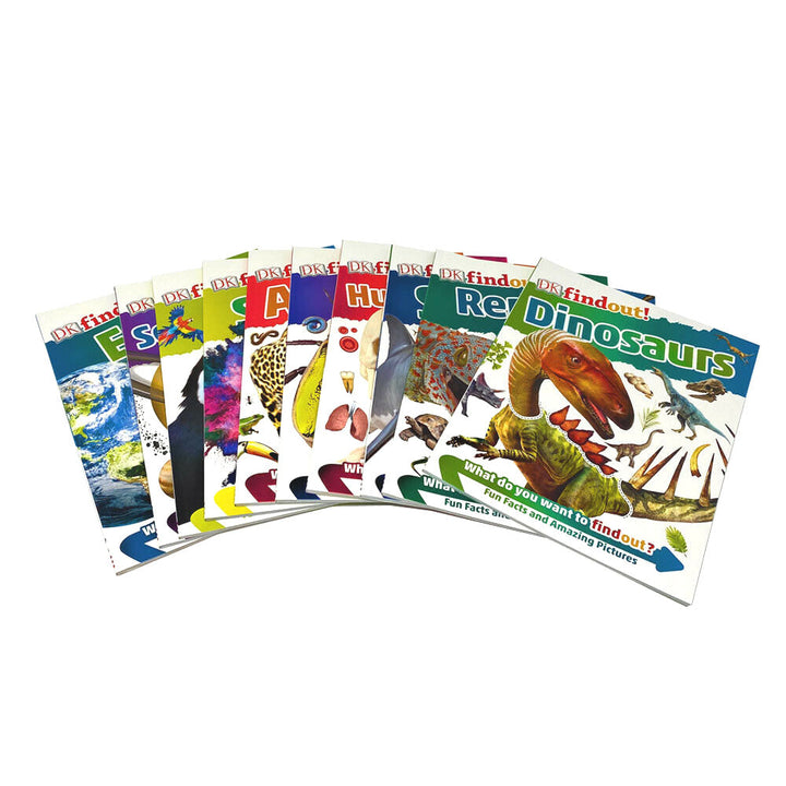 DK Find out Collection 10 Book Set Childrens Pack Dinosaurs, Bugs, Sharks