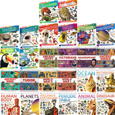 DK Eyewitness and Findouts Collection 26 Books Set Human Body,Ocean,Volcano