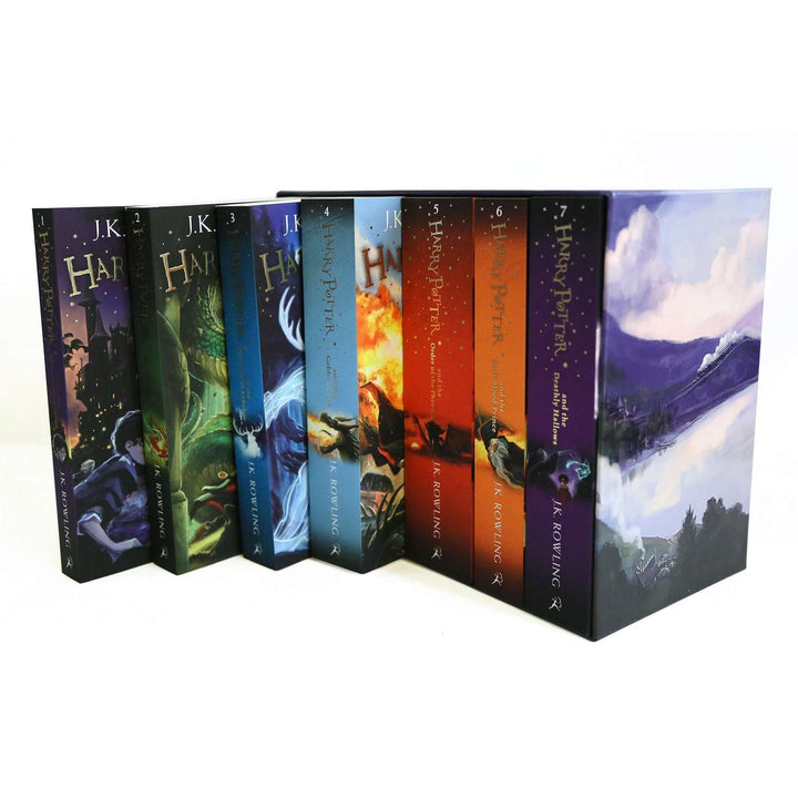 Harry Potter 7 Books Box Set Collection by J K Rowling - Paperback Fantasy Series Age 12+ Hogwarts wizard adventures Purple Box Fiction