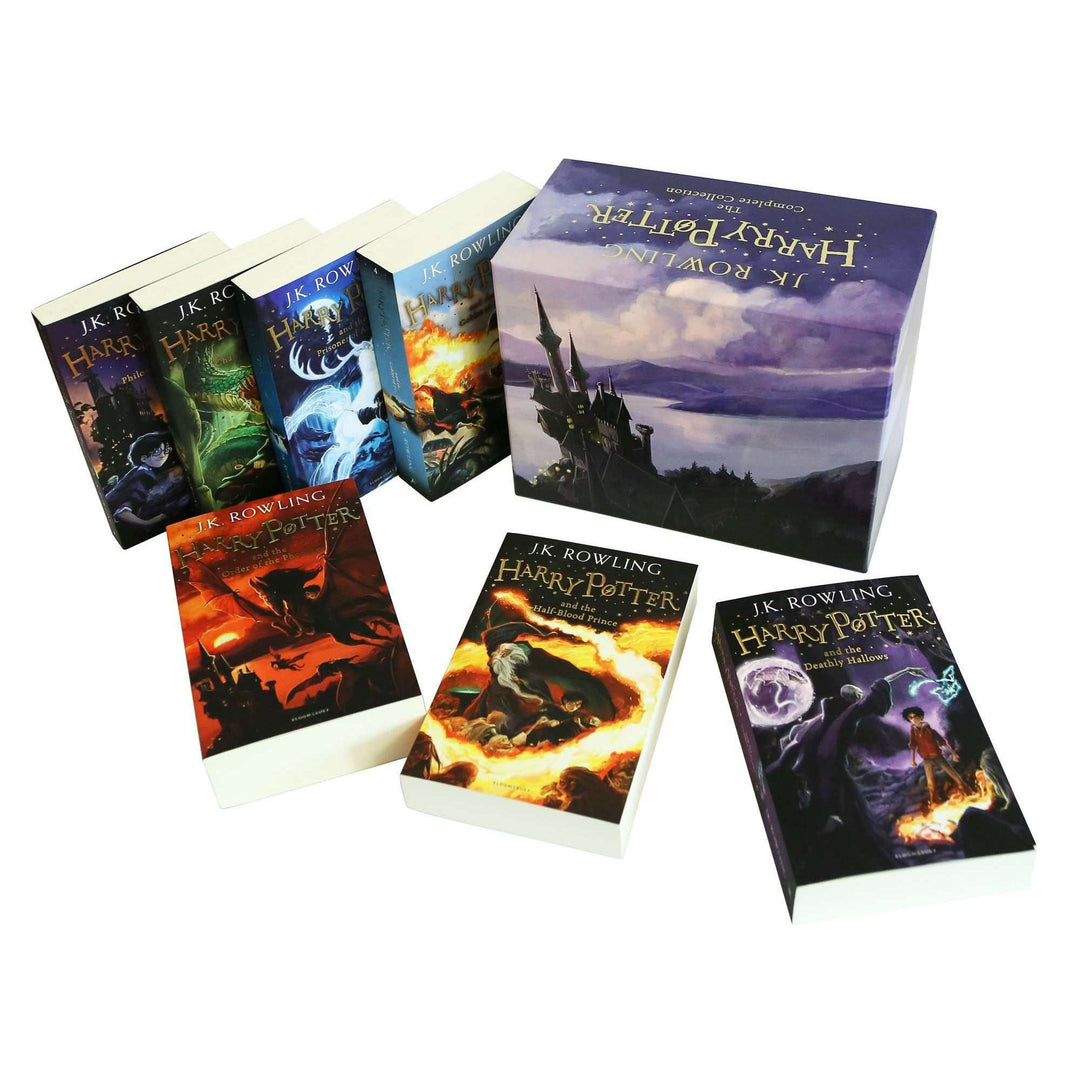 Harry Potter 7 Books Box Set Collection by J K Rowling - Paperback Fantasy Series Age 12+ Hogwarts wizard adventures Purple Box Fiction