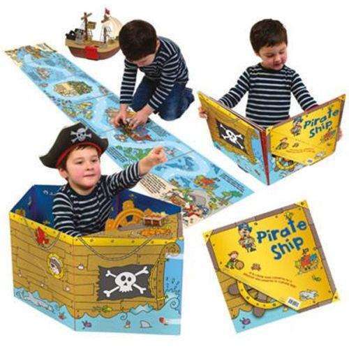 Miles Kelly Convertible Pirate Ship 3 in 1 Book Playmat and Toy for Children