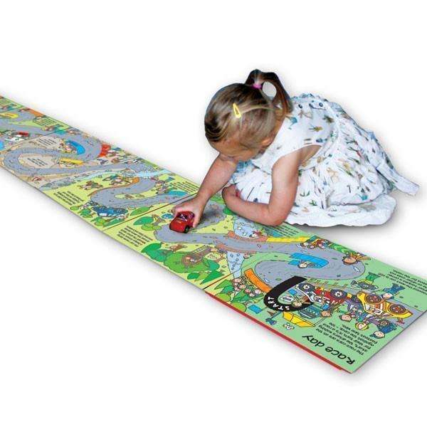 Miles Kelly Convertible Race Car 3 in 1 Book Playmat and Toy for Children