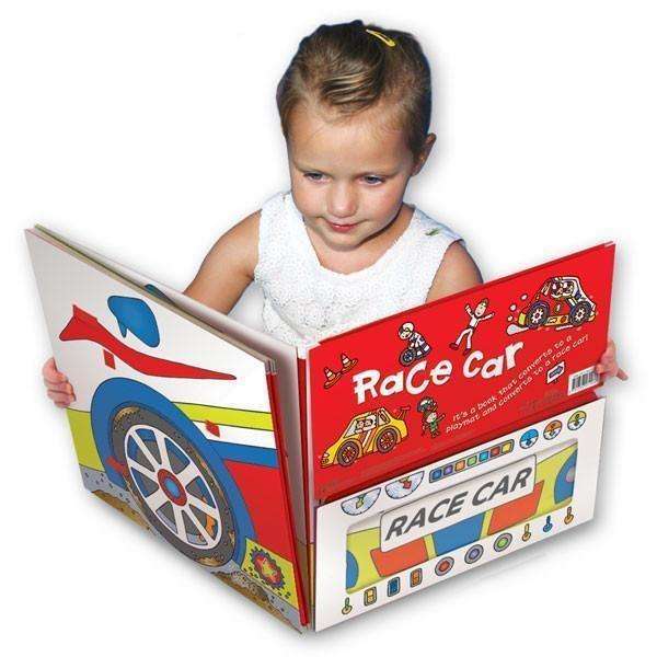 Miles Kelly Convertible Race Car 3 in 1 Book Playmat and Toy for Children