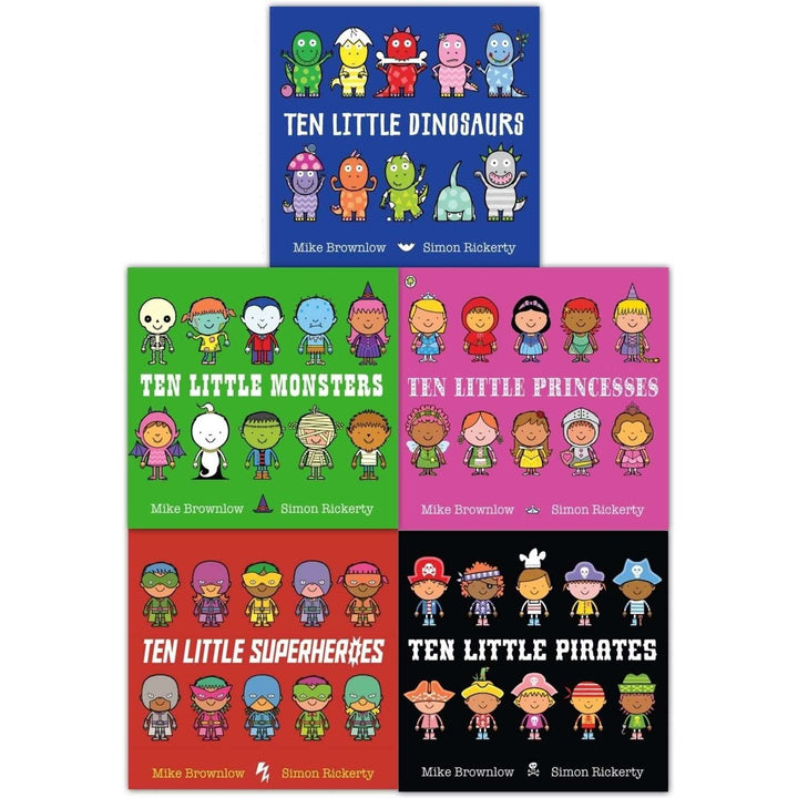 Ten Little Series Collection 5 Books Set Superheroes, Dinosaurs, Monsters, Pirat