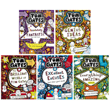 Tom Gates Series 1–5 Collection by Liz Pichon – Children's Book Set with Humor, Adventure, Fun Stories & Fiction for Kids Ages 8+ from Scholastic.