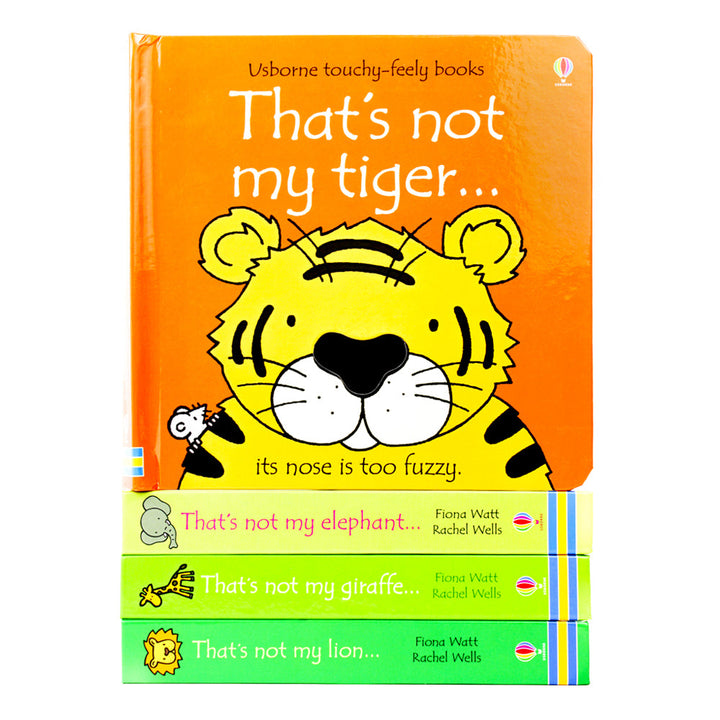 Usborne Touchy Feely Wild Animals Collection 4 Books Set by Fiona Watt( Tiger,Elephant,Giraffe,Lion)