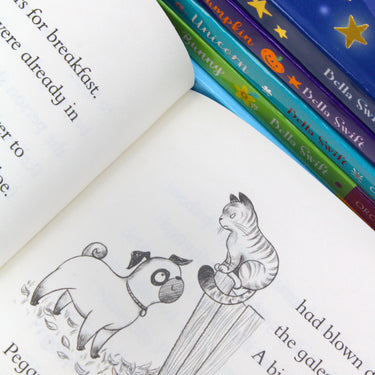 The Pug Who Wanted To Be Collection 6 Book Set by Bella Swift Inc a Pumpkin, Unicorn, Bunny, Reindeer, Mermaid & Star