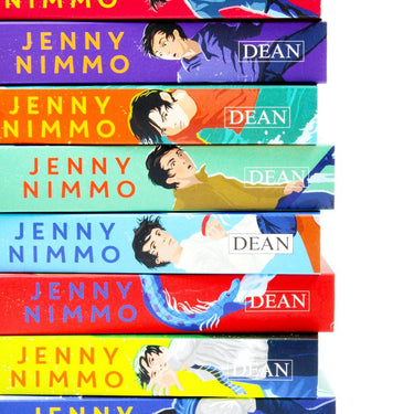 Photo of Charlie Bone Series 8 Books Set Spines by Jenny Nimmo on a White Background