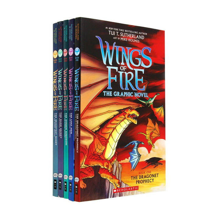 Wings of Fire The Graphic Novels 5 Books Collection Set By Tui T. Sutherland (The Dragonet Prophecy, The Lost Heir, The Hidden Kingdom, The Dark Secret & The Brightest Night)